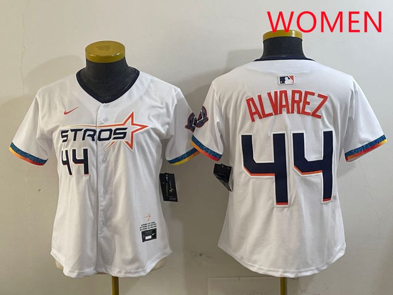 Women Houston Astros #44 Alvarez White Fourth generation Joint Name 2025 Nike MLB Jersey style 1